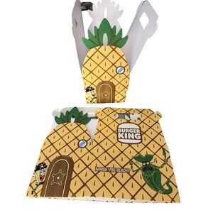 2pc SpongeBob SquarePants Burger King Pineapple House Empty Meal Boxes 2pc Set